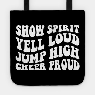 Cheer Mom Shirt, Football Cheer Mama Shirts, Cheer Mom, Cheer, show spirit yell loud jump high cheer proud Cheer Mama T-Shirt , Wavy Stacked Tote