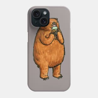 A Bear eating Mint Chocolate Chip Ice Cream Phone Case