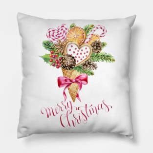 Watercolor Christmas bouquet Pillow