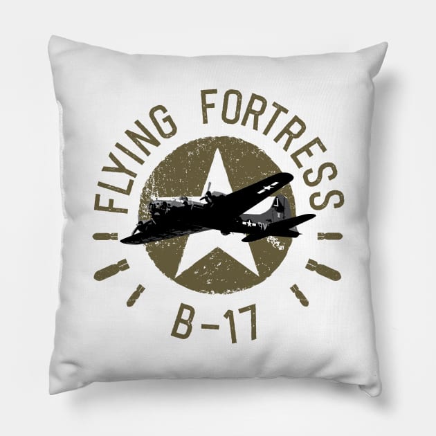 B17 Flying Fortress Pillow by J31Designs