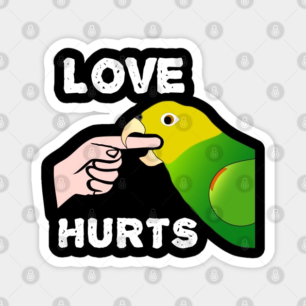 Love Hurts Double Yellow Headed Amazon Parrot Magnet by Einstein Parrot