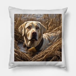 Yellow Lab Standing in Marsh Pillow