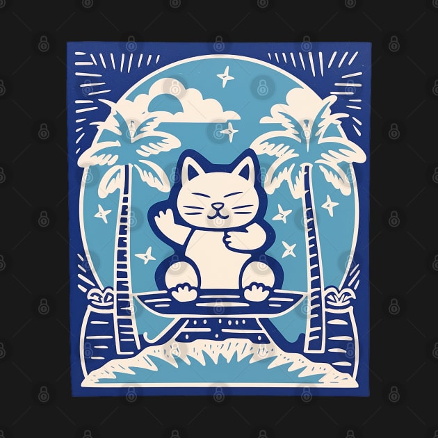 Zen Linocut Cat by Kona Cat Creationz