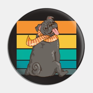 Cute Pug Retro Illustration Pin