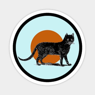 Halloween Black Cat, Signs and Symbols - Pale Blue and Cinnamon Magnet