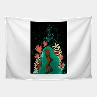 Magical Lady 3, Emerald Figure Illustration Tapestry