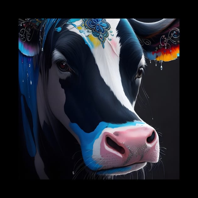 Black Blue And White Cow by MiracleROLart