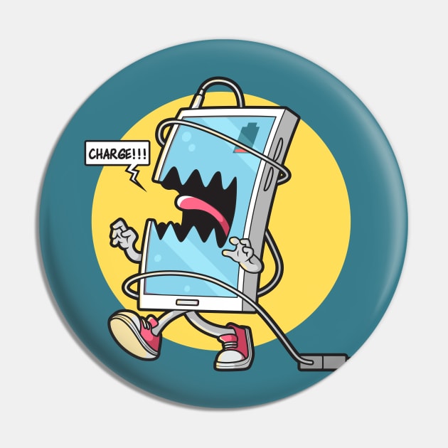 Funny Cartoon Zombie Cell Phone Pin by SLAG_Creative