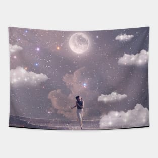 Moonlit Beach Run Tapestry