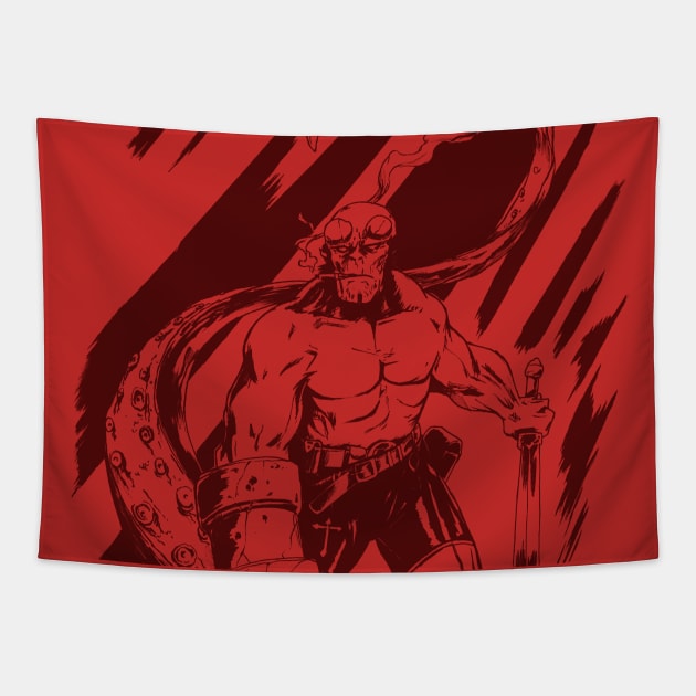 hellboy Tapestry by CarmoStudio