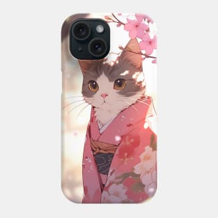 Cute Adorable Cat wearing a Kimono - Anime Wallpaper Phone Case