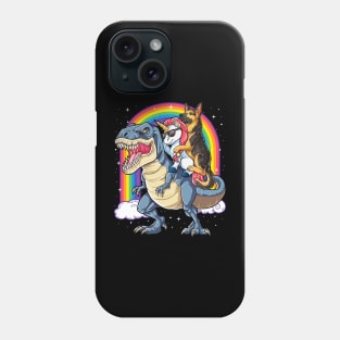 German Shepherd Unicorn Riding Dinosaur Rainbow Phone Case