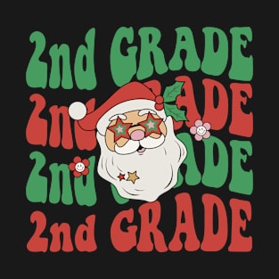 Christmas Teacher 2nd Grade Santa Hat Back To School T-Shirt