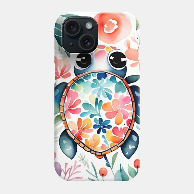 Cute floral turtle gift ideas for kids and adults Phone Case by WeLoveAnimals