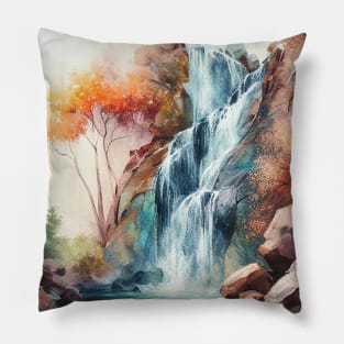 Beautiful Autumn Waterfall Scenery Pillow