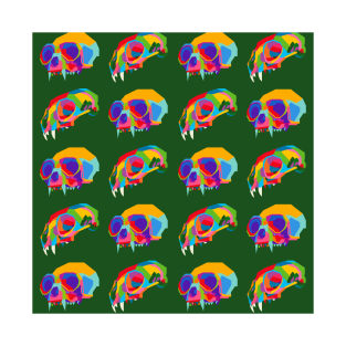 Animal Skull Pattern Wpap Style Green Background T-Shirt