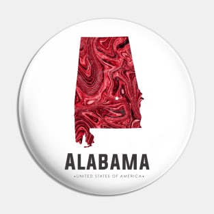 Alabama state map abstract red Pin
