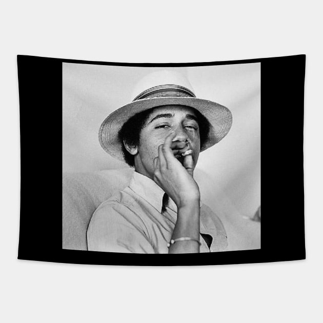 Young Obama Tshirt | College smoking Barack Obama Tapestry by JimBobDesign