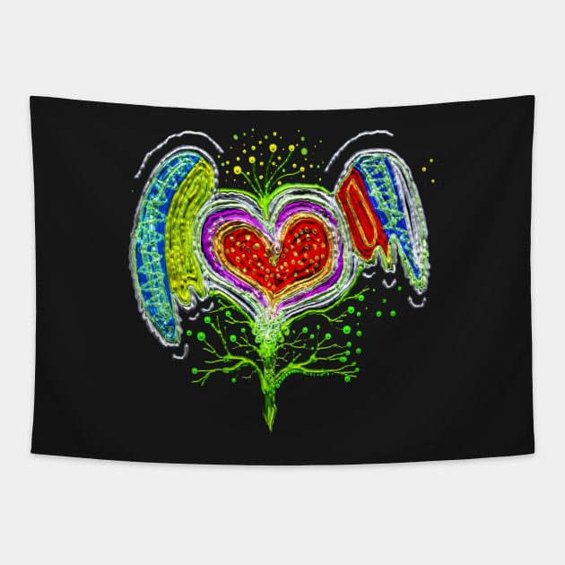 Abstraction #004 Flower-Heart Tapestry by 3DVictory