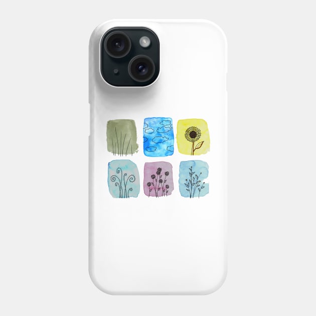 watercolor flower and sky Phone Case by Annka47