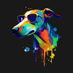 Colourful Cool Greyhound Dog with Sunglasses T-Shirt
