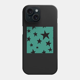 teal green black stars pattern stockholm style Phone Case