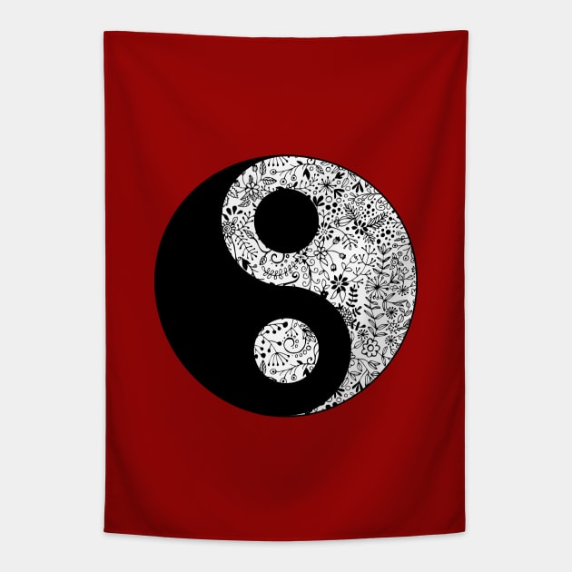 Floral YinYang Tapestry by Olooriel