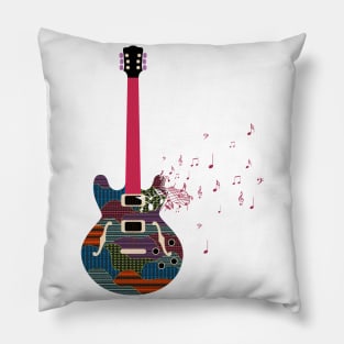 Guitarra con notas musicales Pillow