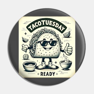 Retro Taco Tuesday Line Art Design Pin