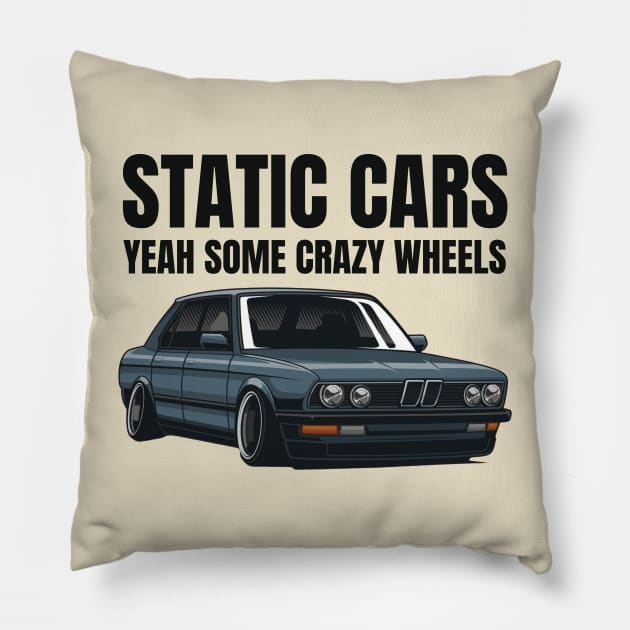 Static cars - yeah some crazy wheels Pillow by MOTOSHIFT