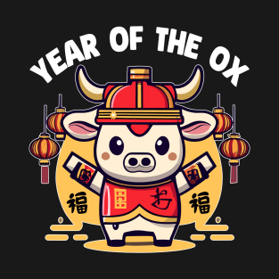 Cute kawaii chinese Zodiac New Year of the Ox 2024. Chinese new year | New year gift | Zodiac ox T-Shirt