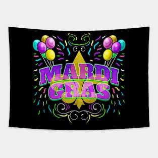 Logo With Ballons and Fleur De Lis For Mardi Gras Tapestry