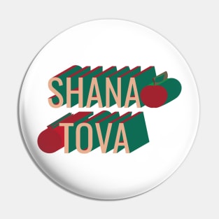 3D retro style Shana Tova apple and pomegranate Pin