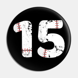 Number #15 BASEBALL Vintage Distressed Pin