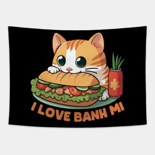 Cat Eating Banh Mi Tapestry