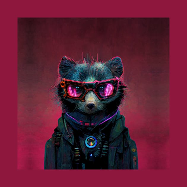 Cyberpunk Racoon Soldier by Blue Planet Boutique