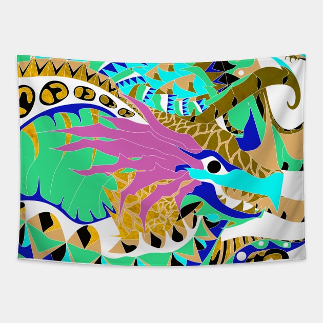 kaiju kraken zentangle in ecopop pattern Tapestry by jorge_lebeau