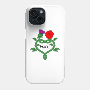 Celtic knotwork stems with red rose, thistle and gaol (love) Phone Case