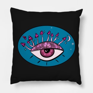 Eye with mushroom eyelashes Pillow