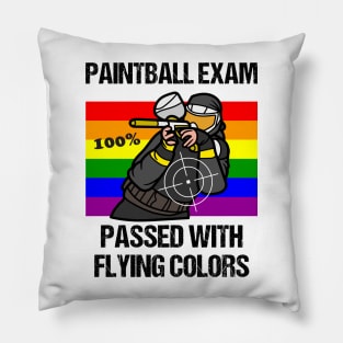 Funny Paintball Exam Paint Balling Jokes with Rainbow Flying Colors Pillow