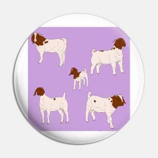 Boer Goats Pattern Purple Pin