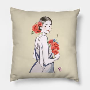 Poppies girl Pillow