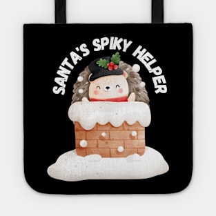 Santa's Spiky Helper, Christmas humor Tote