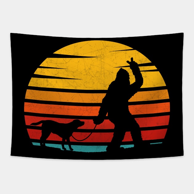 Vintage Retro Bigfoot Walking Labrador Tapestry by heidiki.png