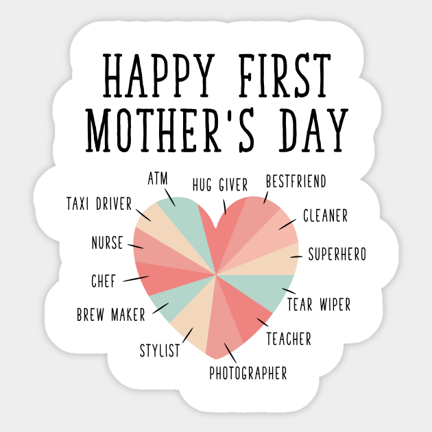 Happy First Mother S Day Mothers Day Sticker Teepublic