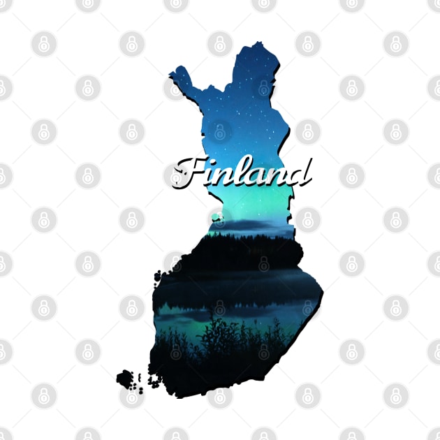 Blue map of Finland by Purrfect