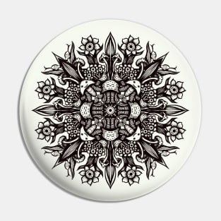 Trippy black and white psychedelic abstract mandala Pin