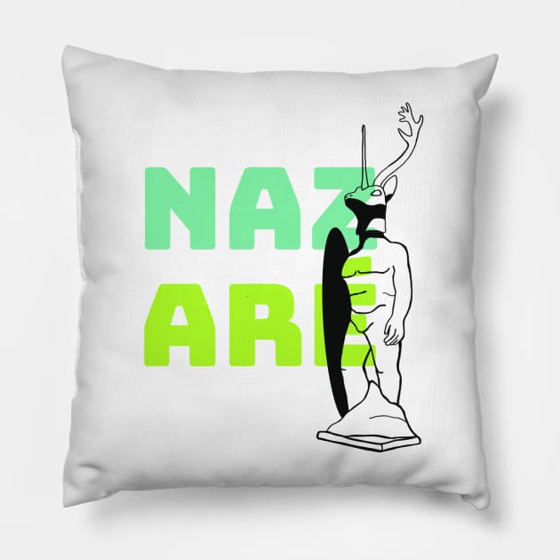 Nazare Portugal big surfing big surfer waves waves Pillow by Tropical Blood