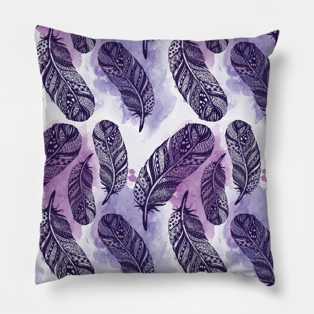 Birds Of A Feather - Purple Pillow by SWON Design