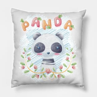 Cute panda in leaf Pillow